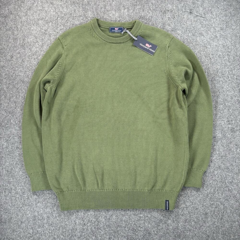 Vineyard Vines Garment Dye Cotton Crew Sweater 1E001798 Cypress Green Large NWT